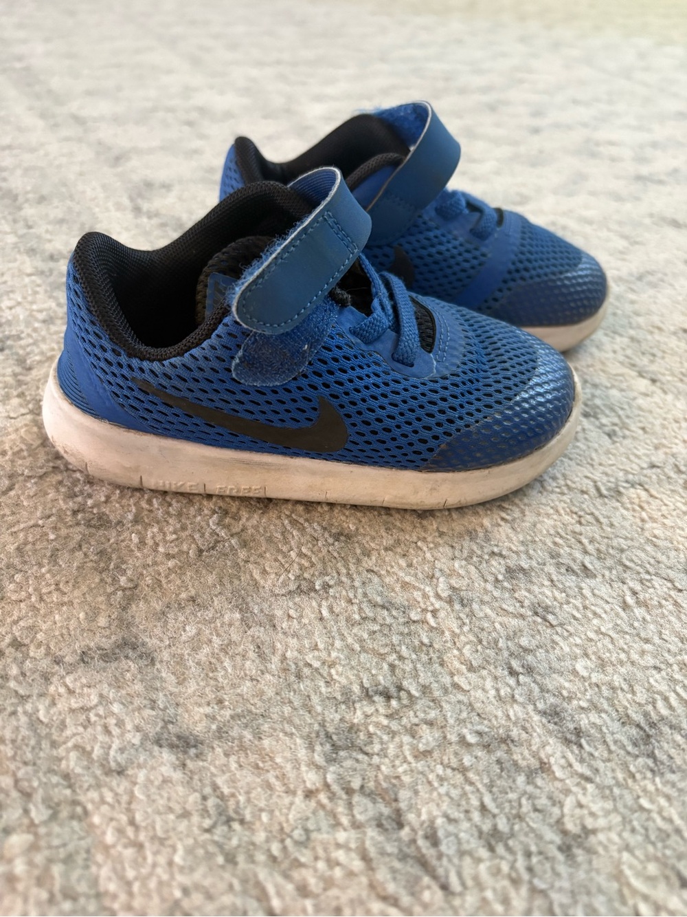 Nike Youth Blue Mesh Sneaker with Black Swoosh and White Sole